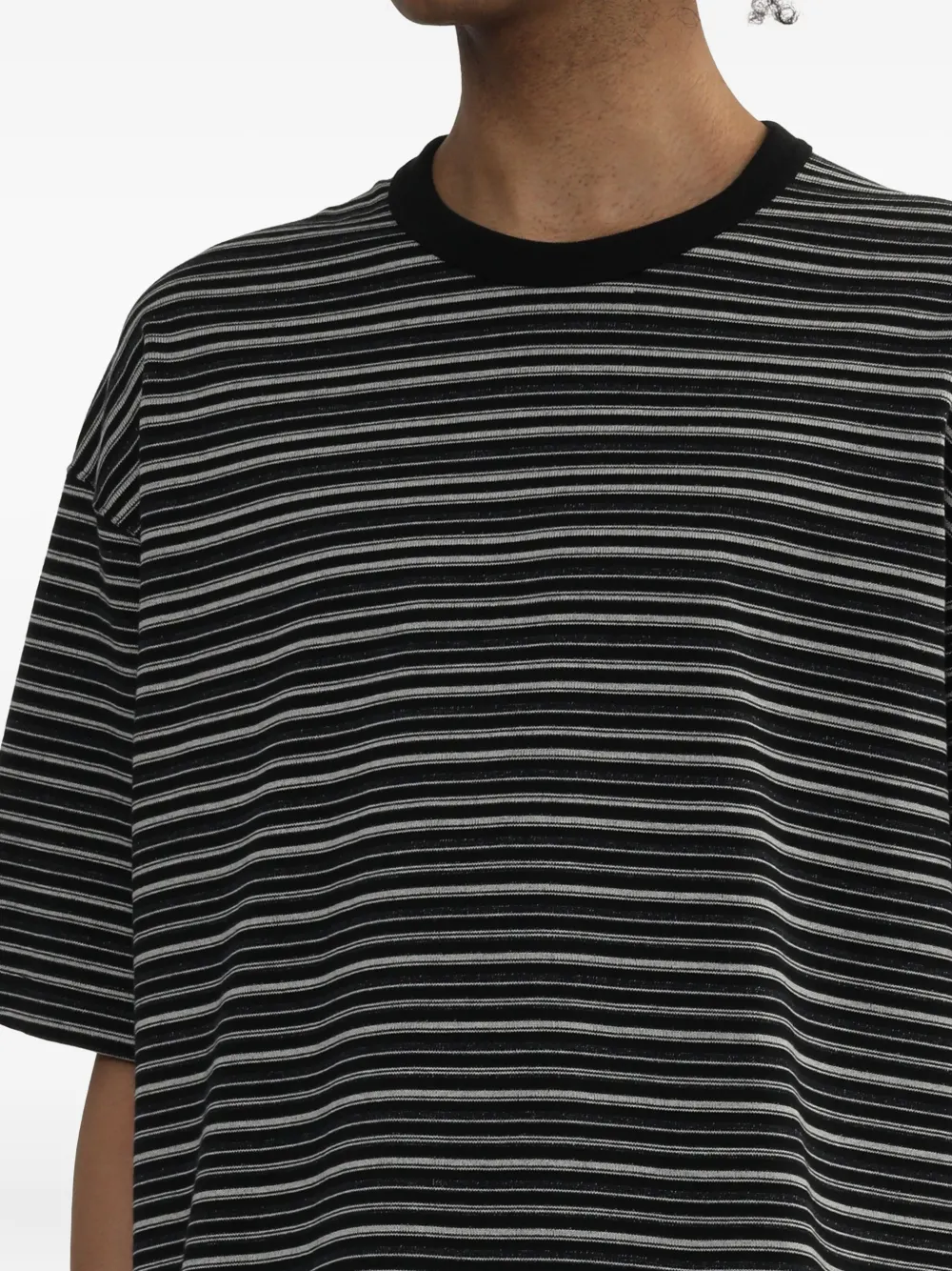 Comme des Garçons Homme Gestreept T-shirt Zwart