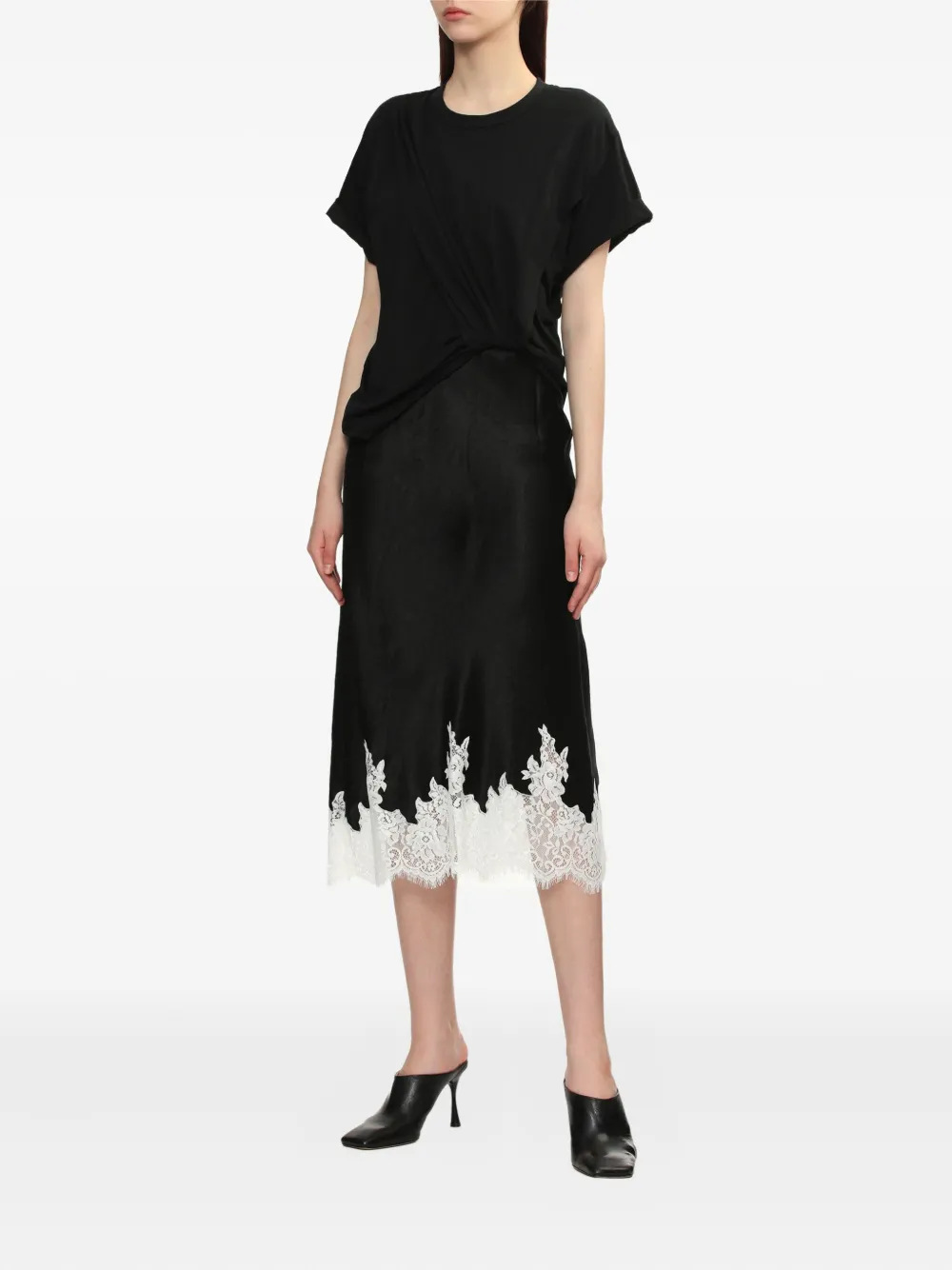 3.1 Phillip Lim Jurk met afwerking van kant Zwart