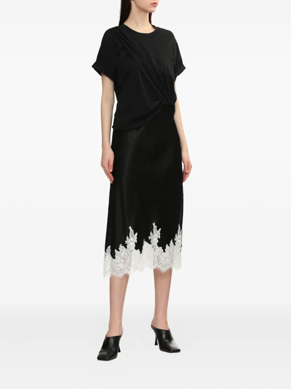 3.1 Phillip Lim Jurk met afwerking van kant Zwart