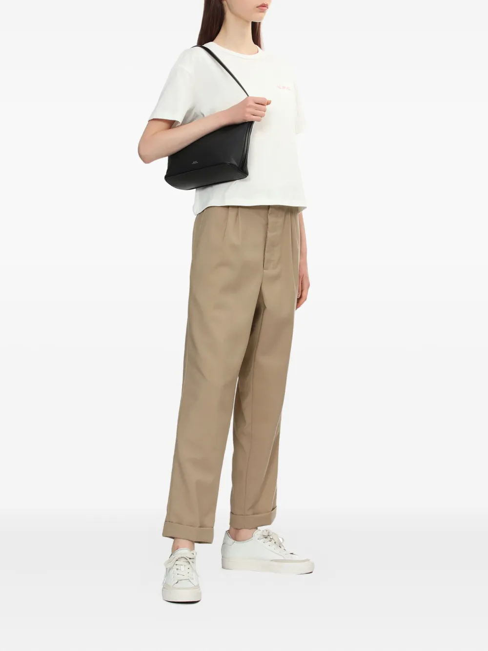 A.P.C. flocked-logo cotton T-shirt Wit