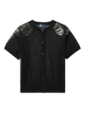 Kolor sequin-embellished short-sleeve cardigan - D-Black D-Black
