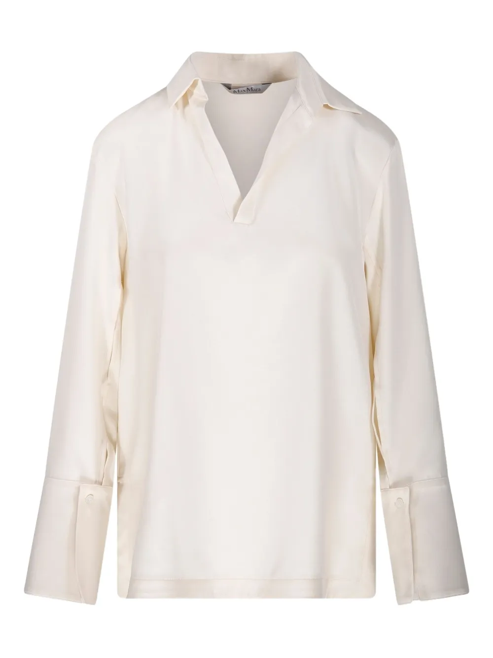 Max Mara Vネック ブラウス - 005 BIANCO AVORIO Max Mara Vネック ブラウス - 005 BIANCO AVORIO