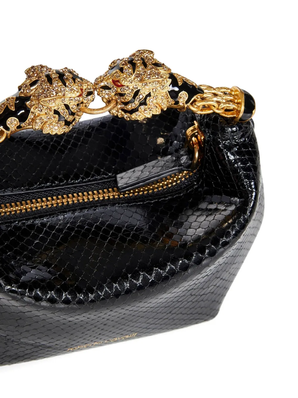 Roberto Cavalli Mini-tas met slangen-effect Zwart