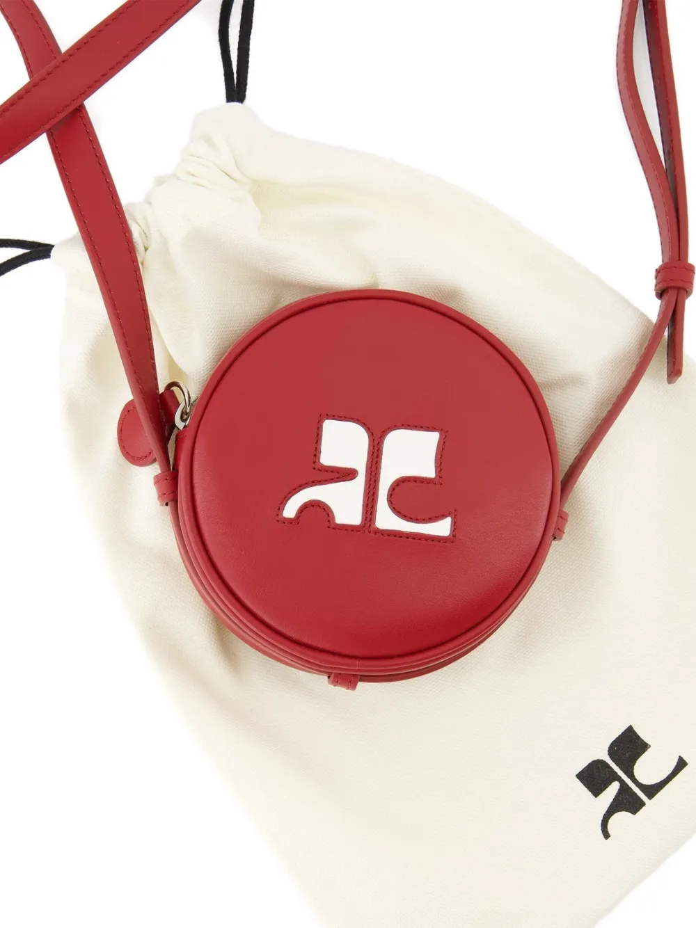 Courrèges Reedition Circle leather shoulder bag Rood