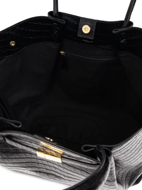 DeMellier The New York クロコエンボス ハンドバッグ The New York | Black Croc Effect | DeMellier