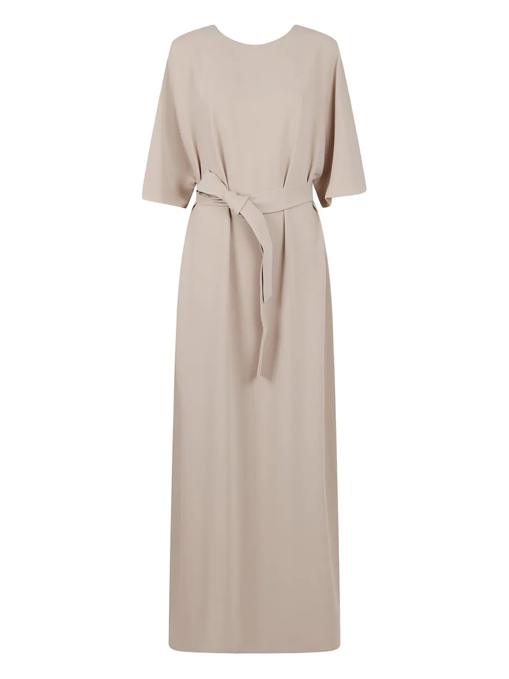 P.A.R.O.S.H. Maxi-jurk met ceintuur en korte mouwen Beige