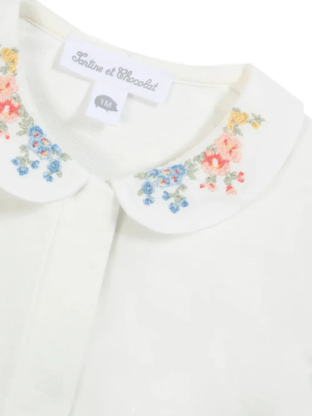 Tartine Et Chocolat Pyjama met geborduurde bloemen en ronde kraag Wit