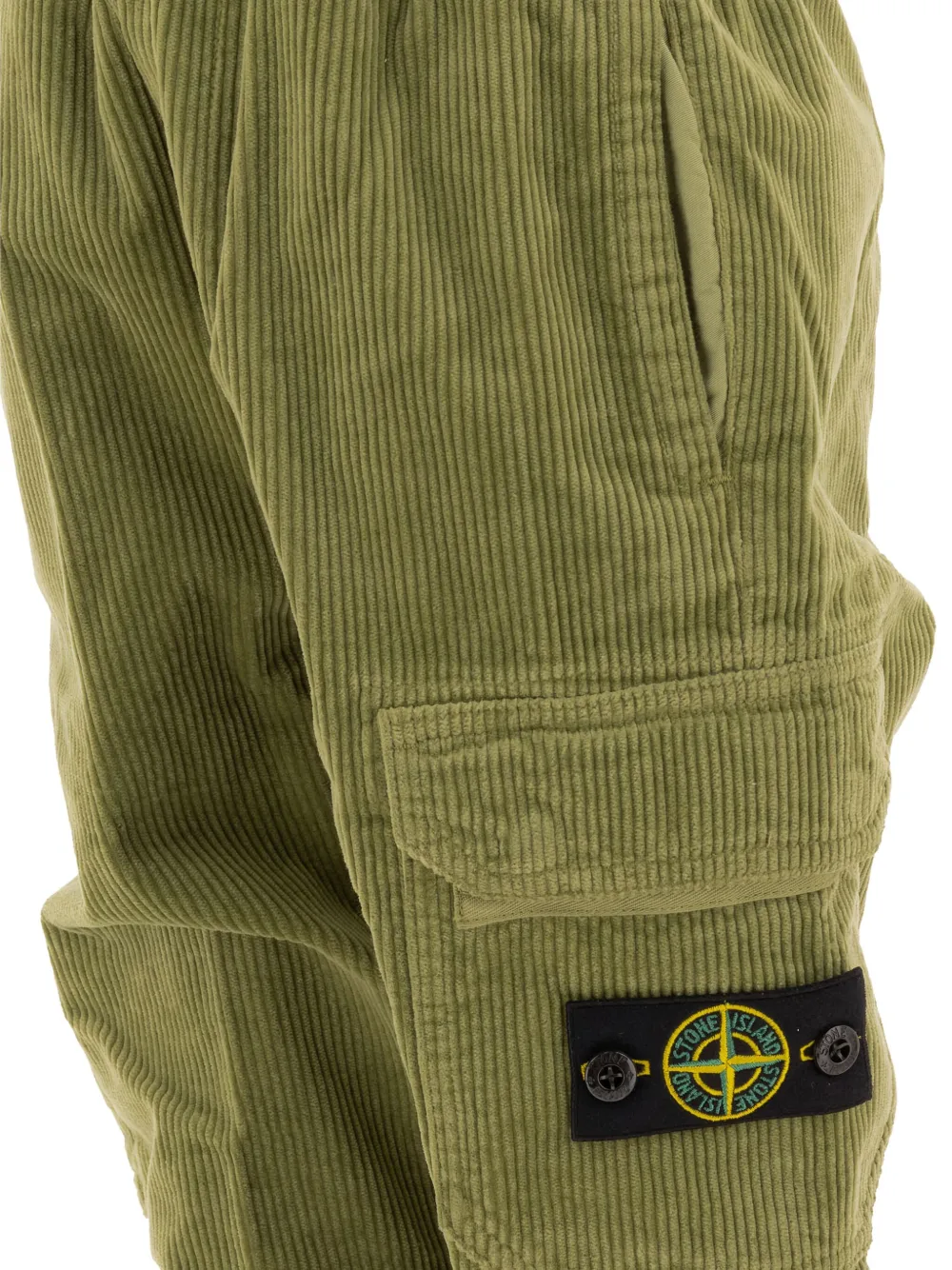 Stone Island Junior corduroy cargo trousers Groen