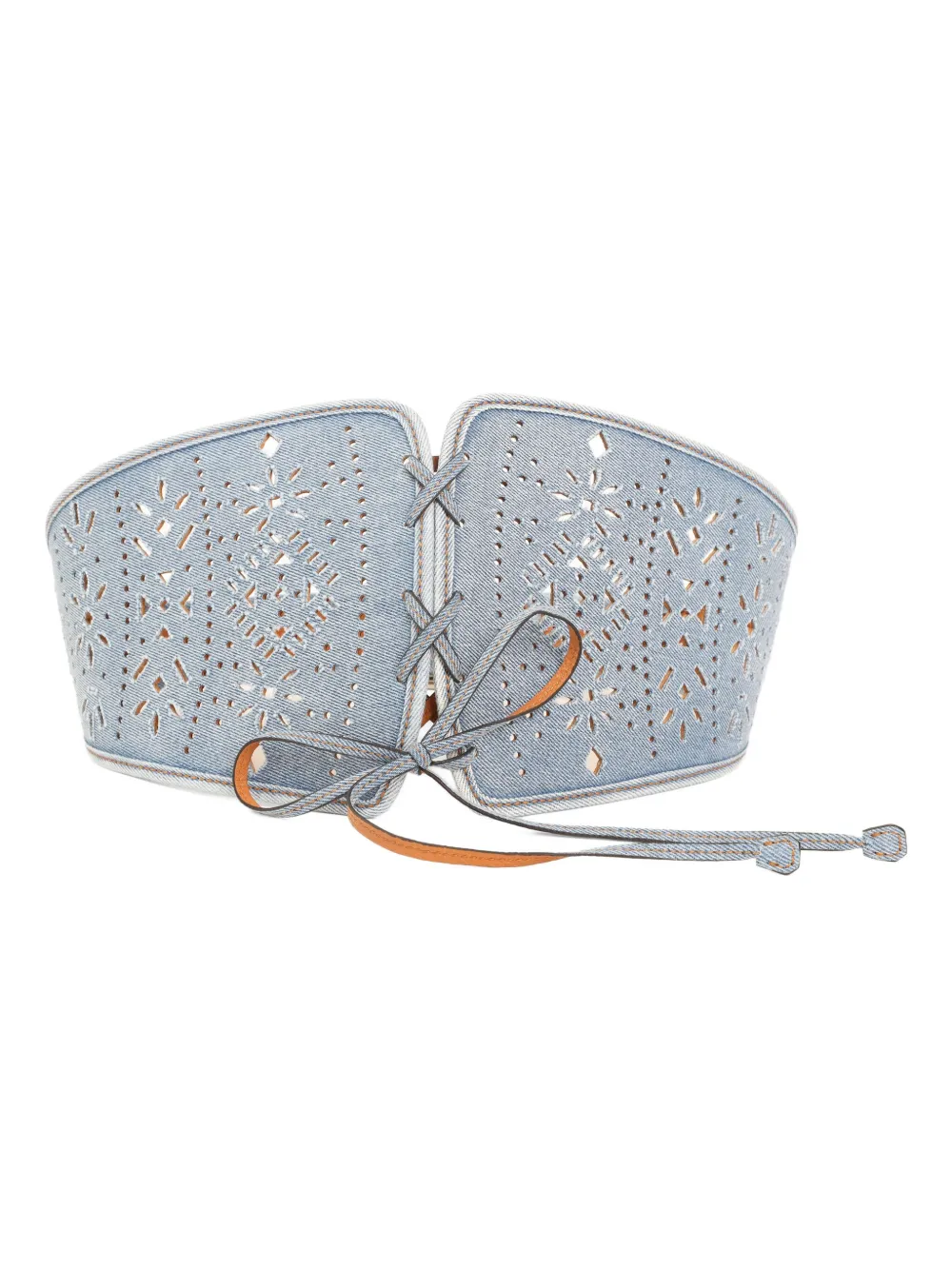 Ermanno Scervino top estilo corset con bordado inglés | azul | Image 1