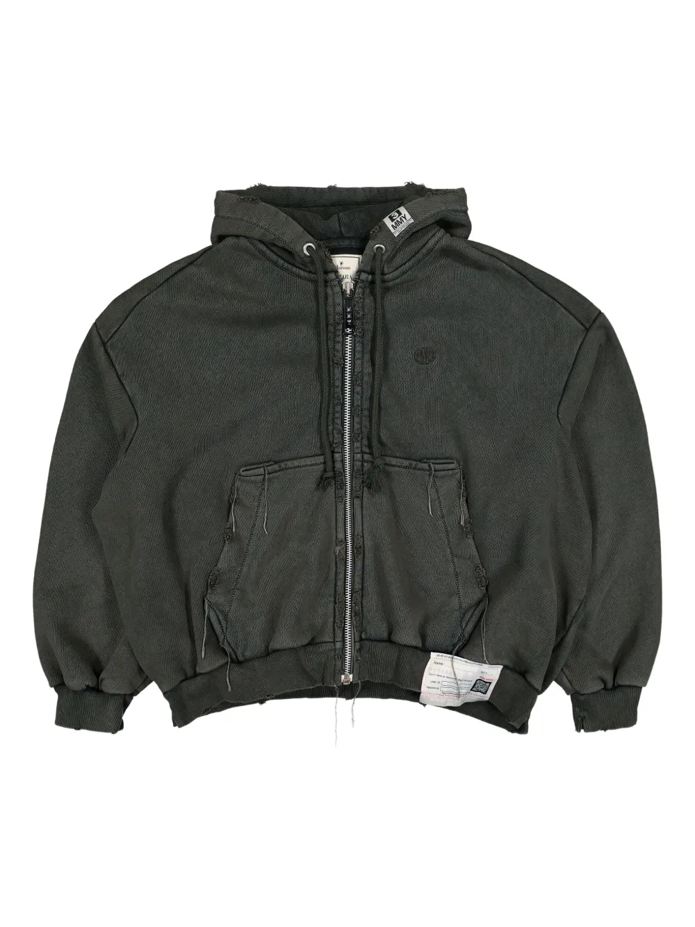 frayed zip-up hoodie