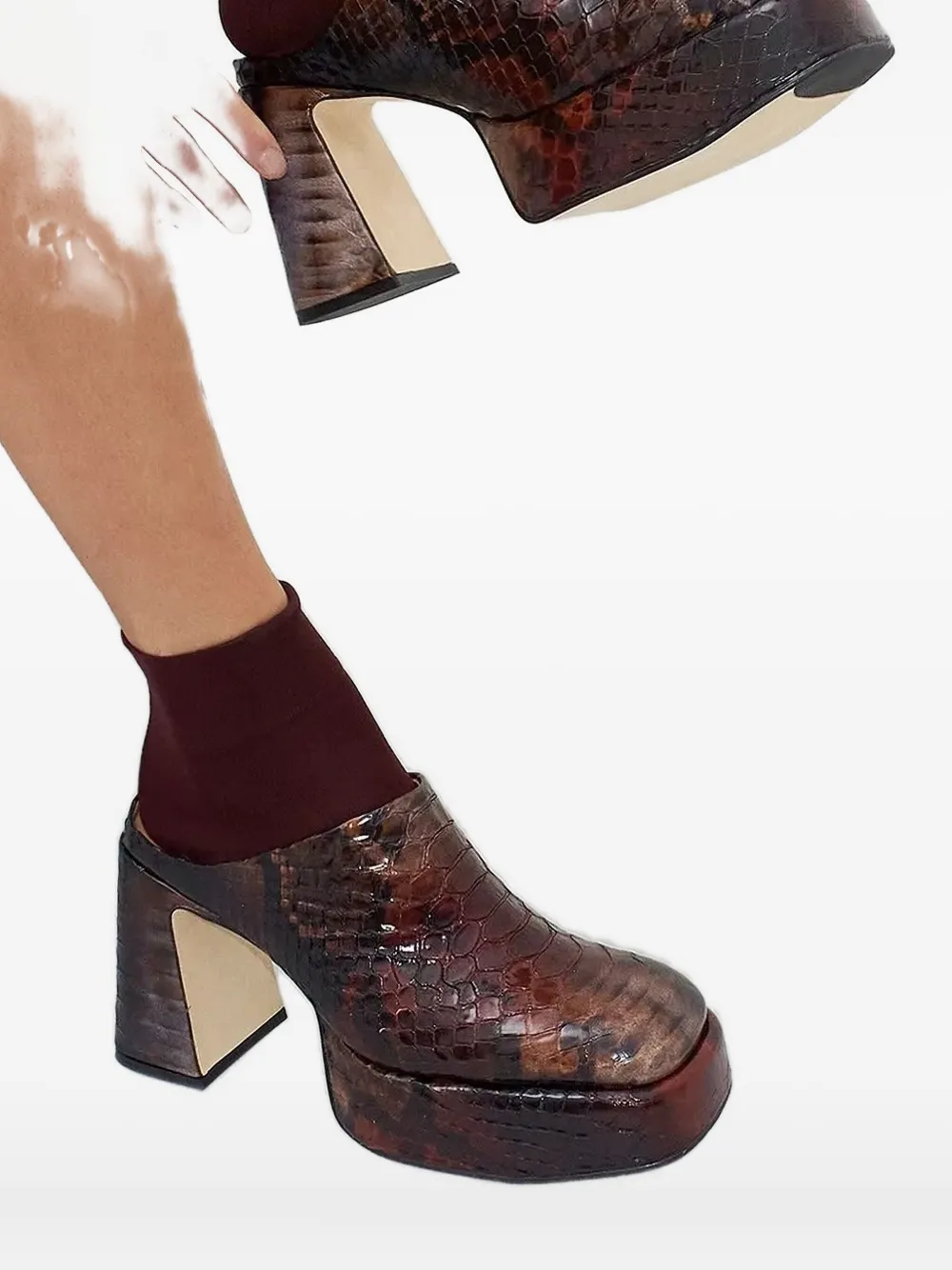 Miista 90mm Platform Mules In Brown