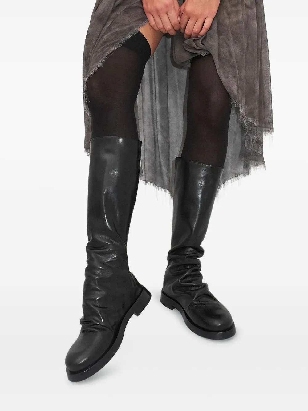 Miista ruched knee-high boots Zwart