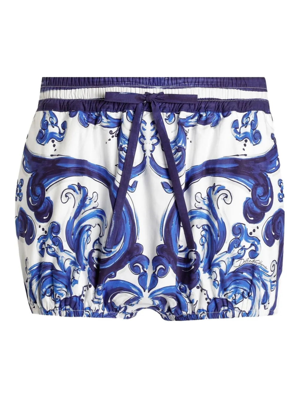 Dolce & Gabbana Majolica-print balloon shorts Wit