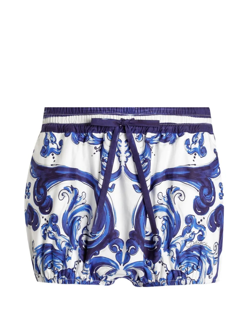 Dolce & Gabbana Popeline shorts met Majolica-print Wit