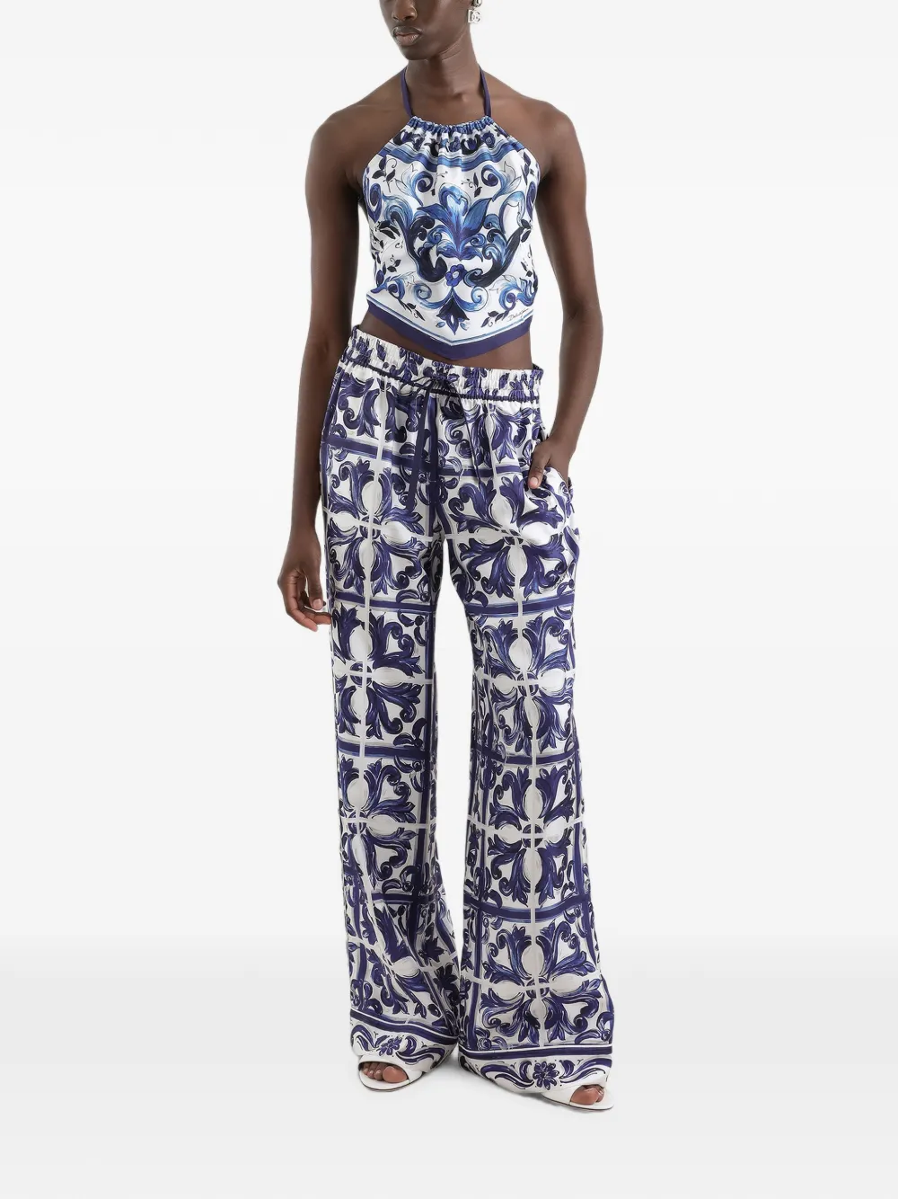 Dolce & Gabbana Broek met elastische taille en paisley-print Wit