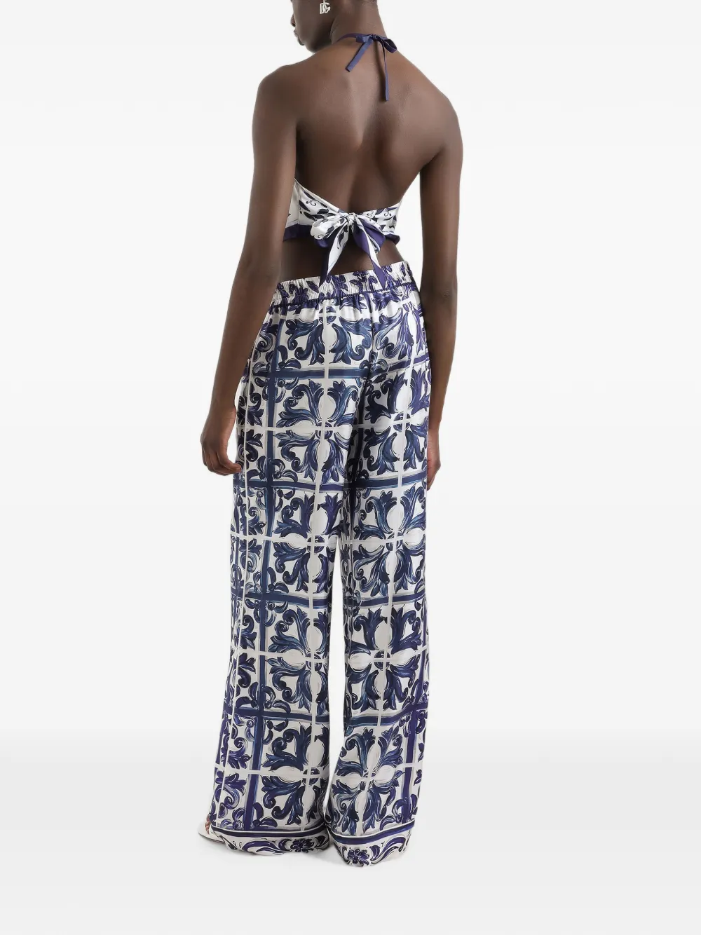 Dolce & Gabbana Broek met elastische taille en paisley-print Wit
