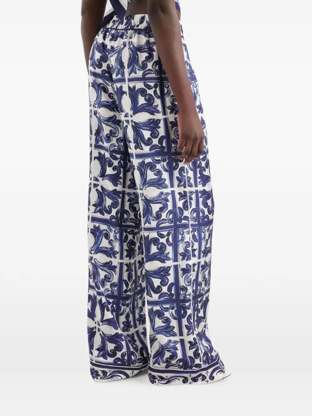 Dolce & Gabbana Broek met elastische taille en paisley-print Wit