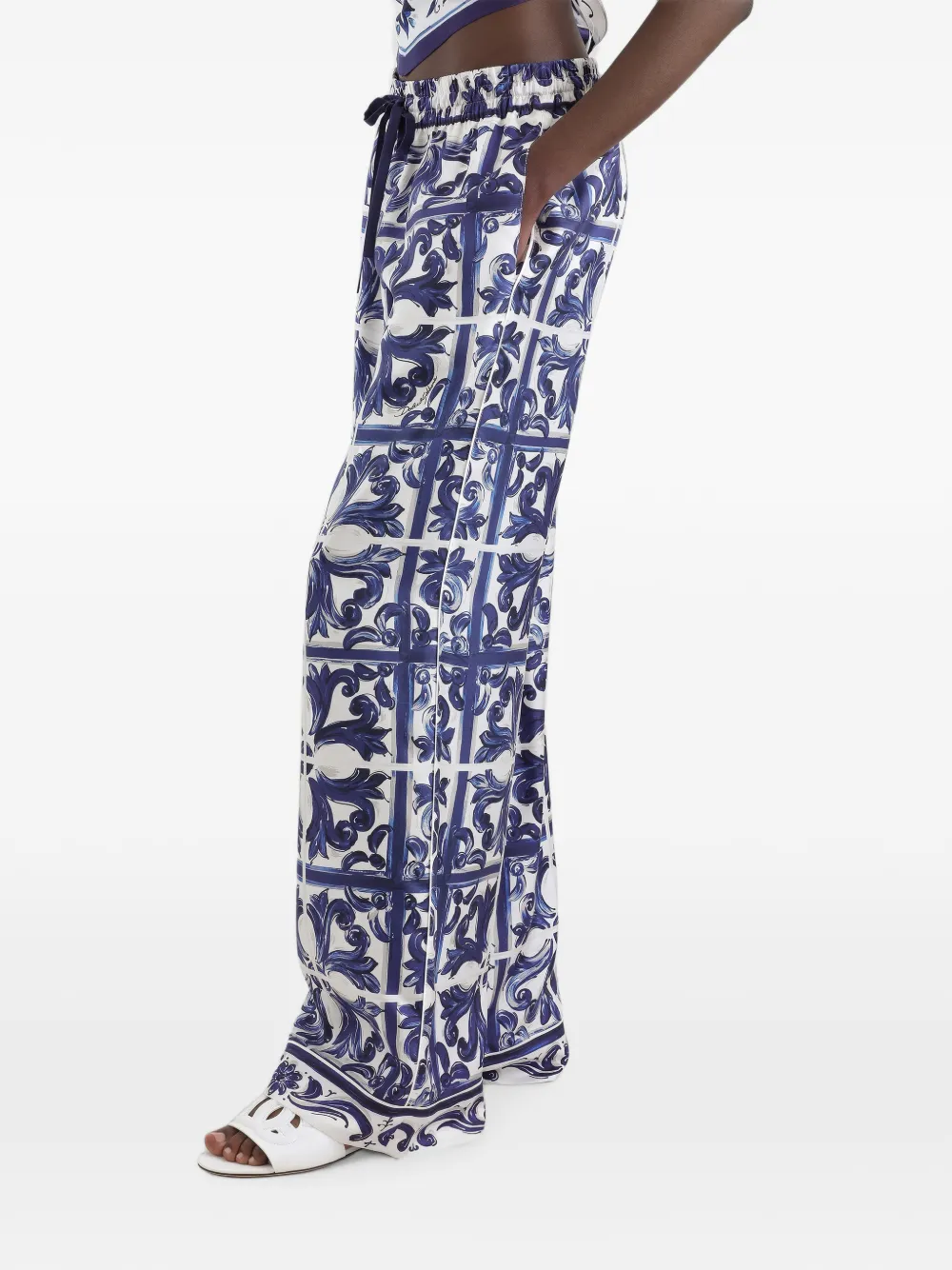 Dolce & Gabbana Broek met elastische taille en paisley-print Wit