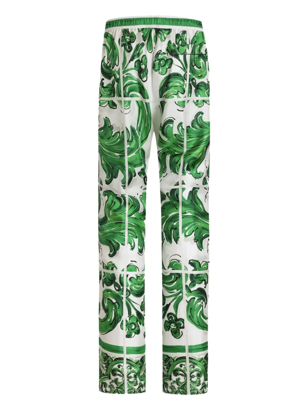 Dolce & Gabbana Majolica-print Drawstring Straight-leg Trousers In Multi