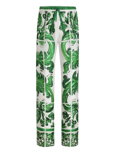 Dolce & Gabbana majolica-print drawstring straight-leg trousers