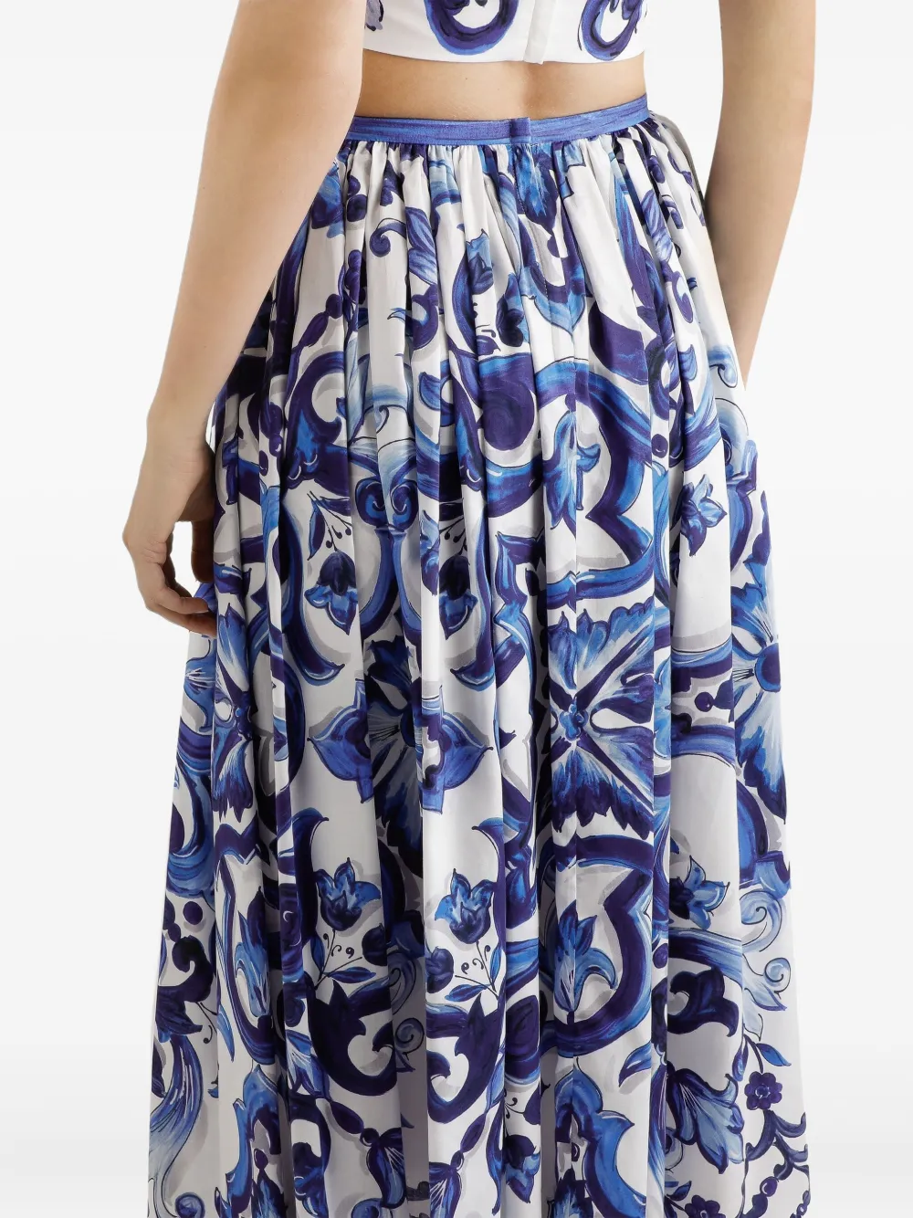 Dolce & Gabbana Majolica-print pleated skirt Blauw