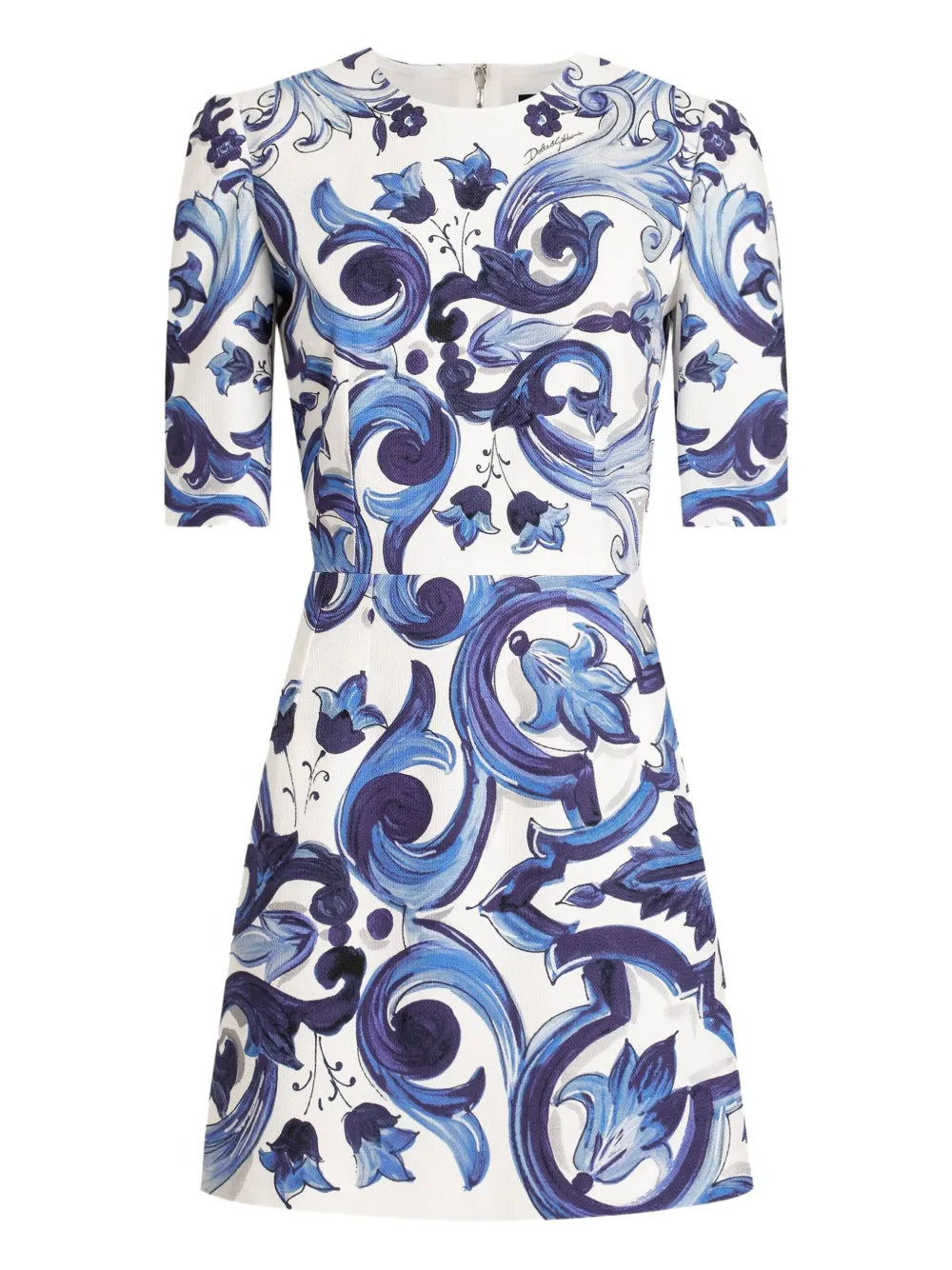 Dolce & Gabbana Majolica print short-sleeve dress Blauw