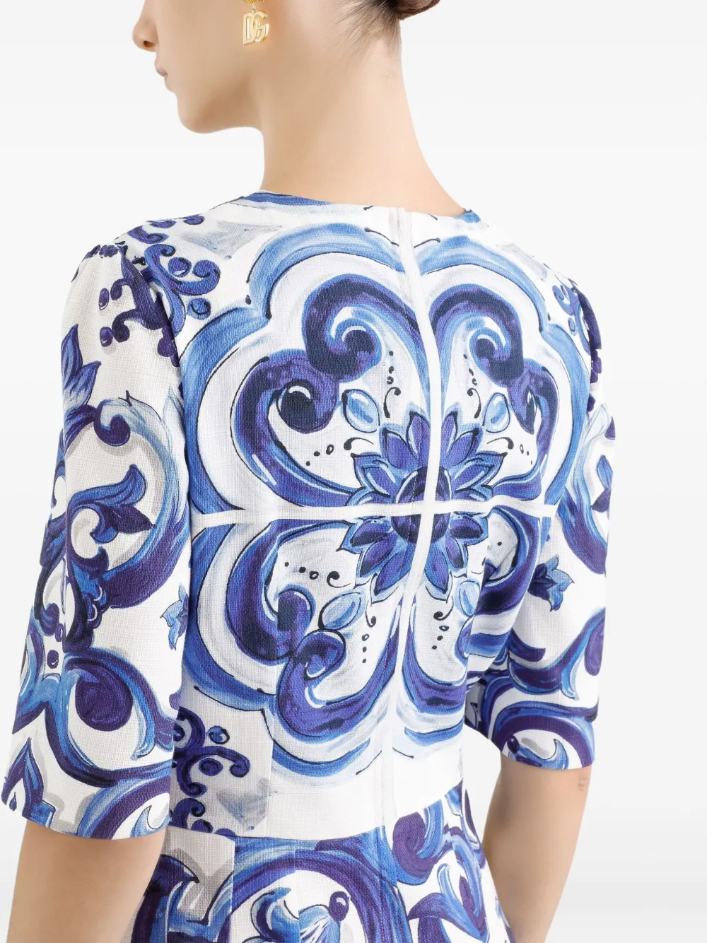 Dolce & Gabbana Majolica print short-sleeve dress Blauw