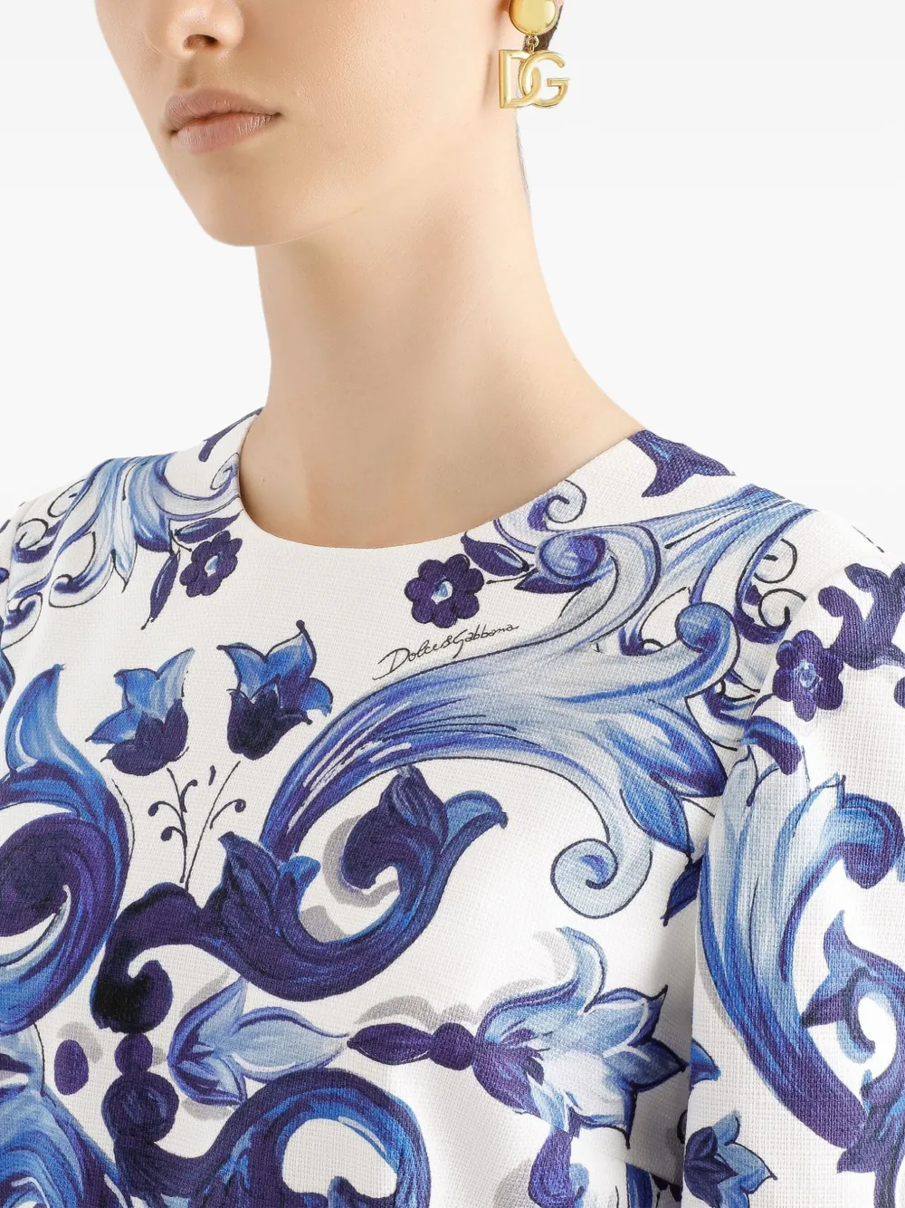 Dolce & Gabbana Majolica print short-sleeve dress Blauw