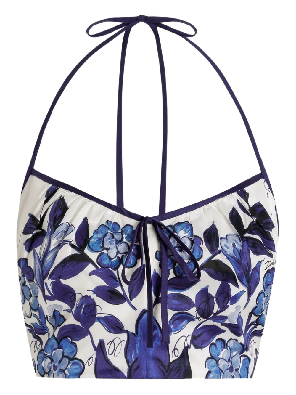 Dolce & Gabbana Satijnen top met Majolica-print Wit