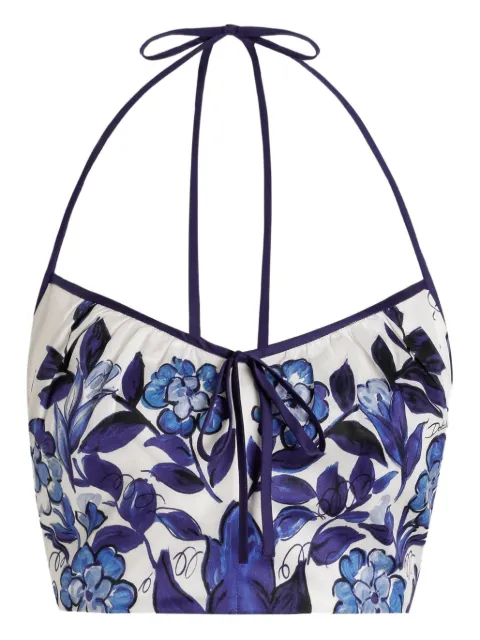 Dolce & Gabbana Majolica-print cotton satin top