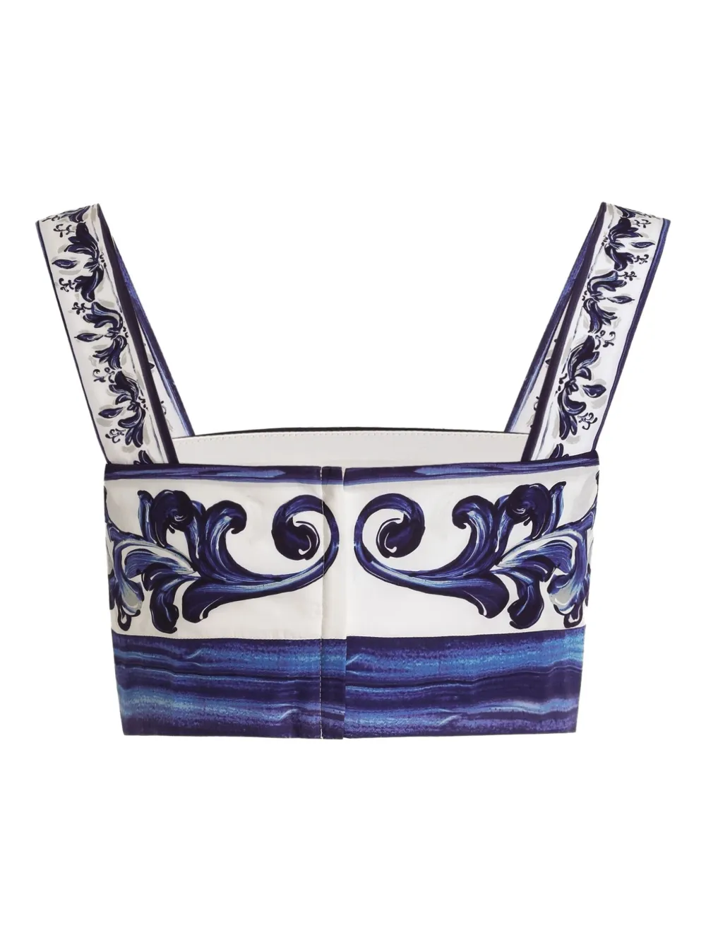 Dolce & Gabbana majolica print square-neck top Blauw