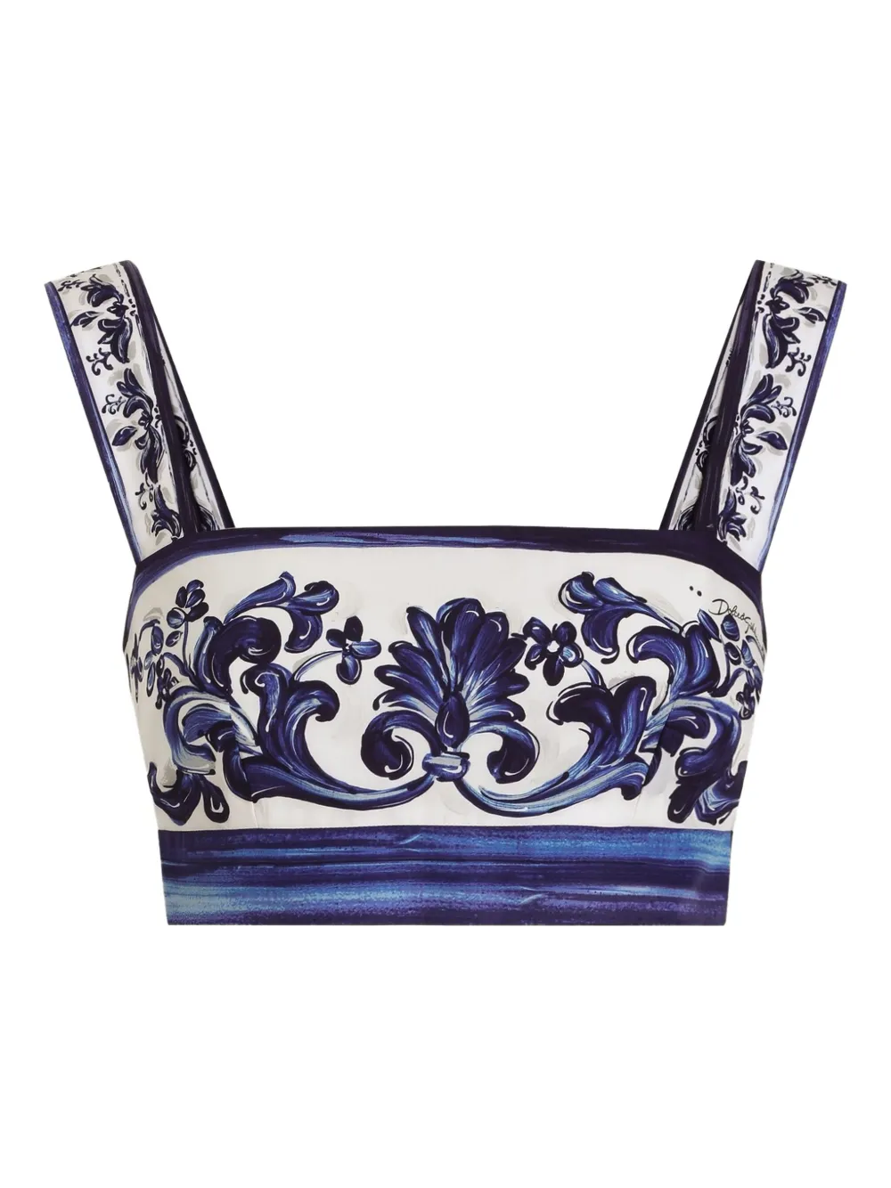 Dolce & Gabbana majolica print square-neck top Blauw