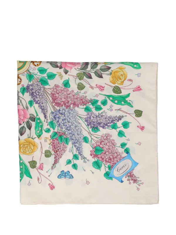 Gucci Pre-Owned floral-pattern Silk Scarf White FARFETCH IN