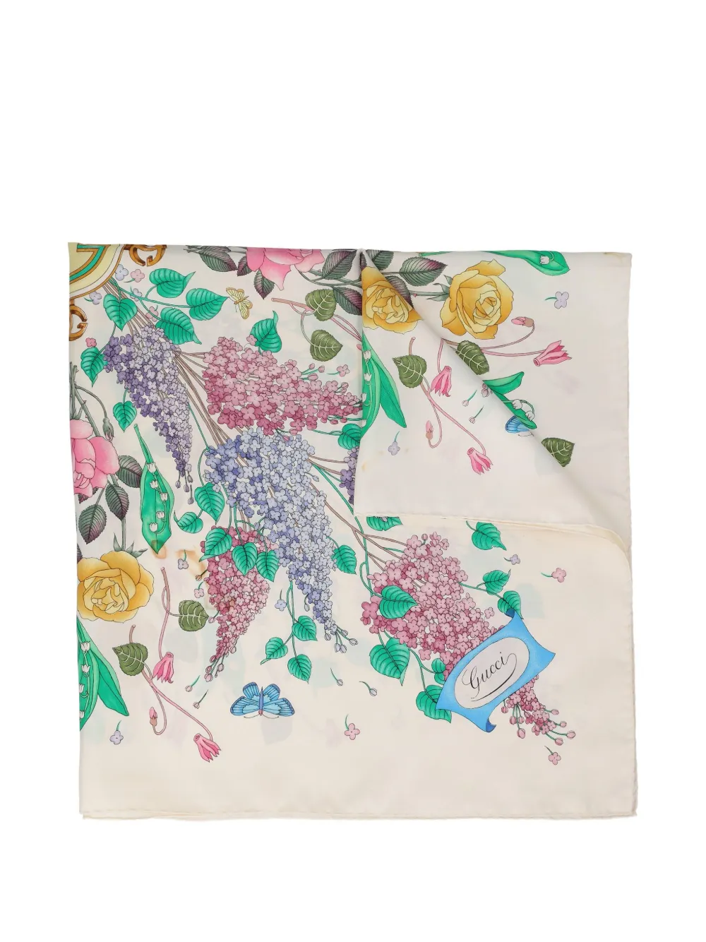Pre-owned Gucci Floral-pattern Silk Scarf