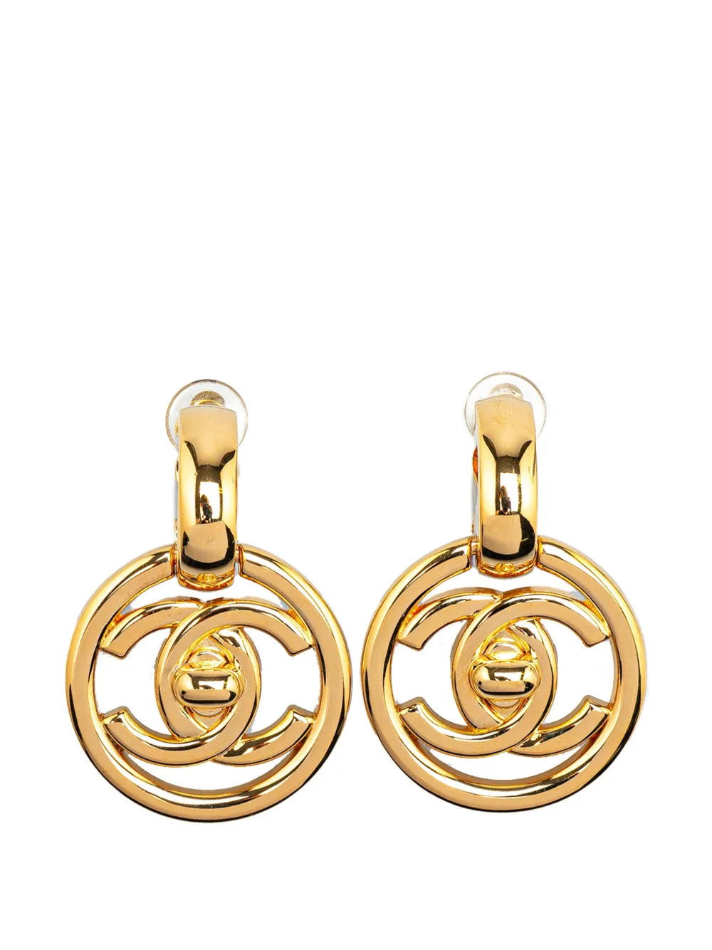 CHANEL Pre-Owned boucles d'oreilles CC Turnlock Round en plaqué or (1997) | or | Image 1