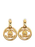 CHANEL Pre-Owned 1997 Gold Plated CC Turnlock Round Drop Clip On Earrings costume earrings