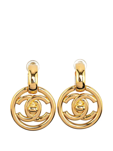 CHANEL Pre-Owned 1997 vergoldete runde CC Ohrclips