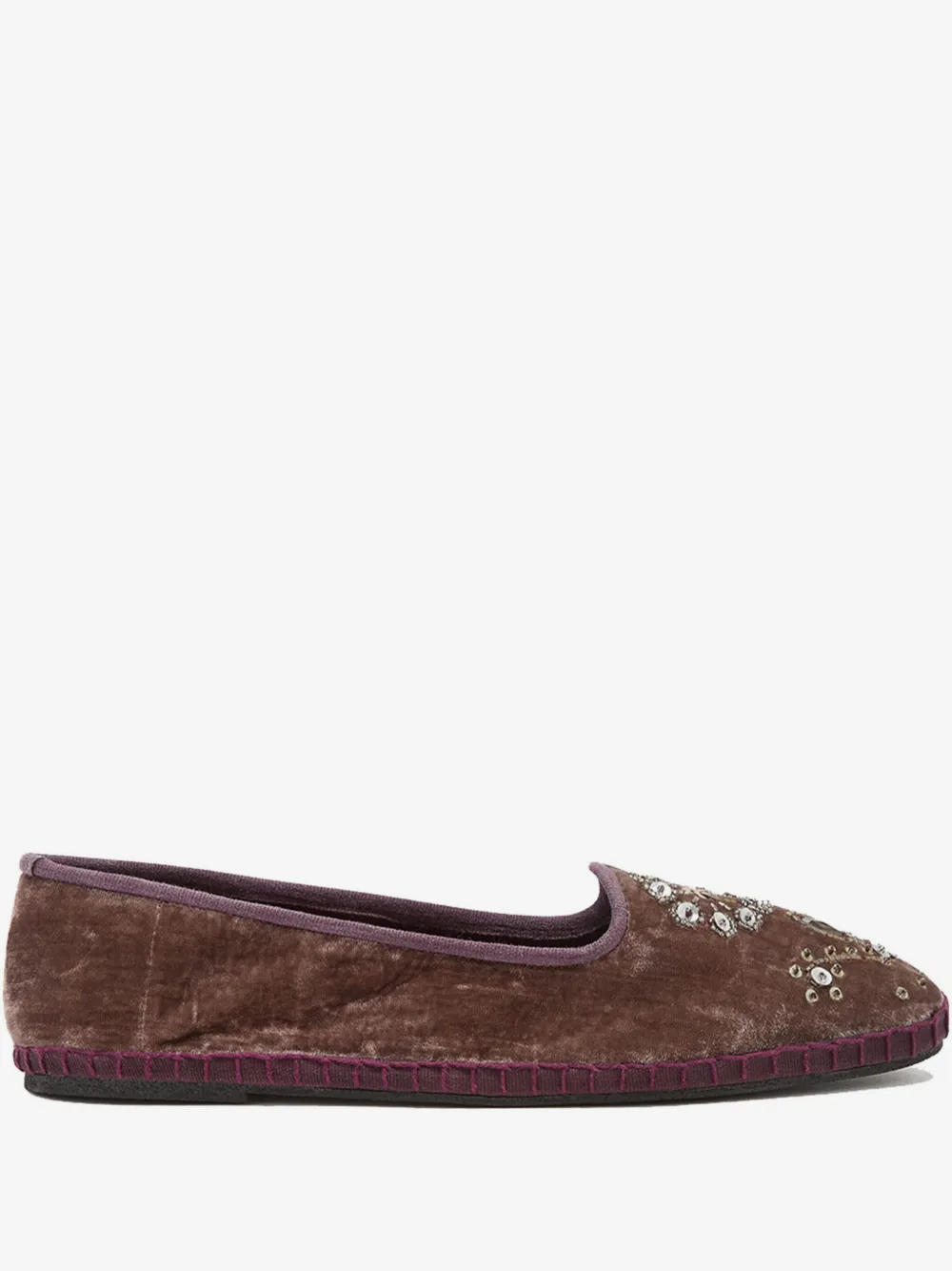 embroidered velvet ballet flats