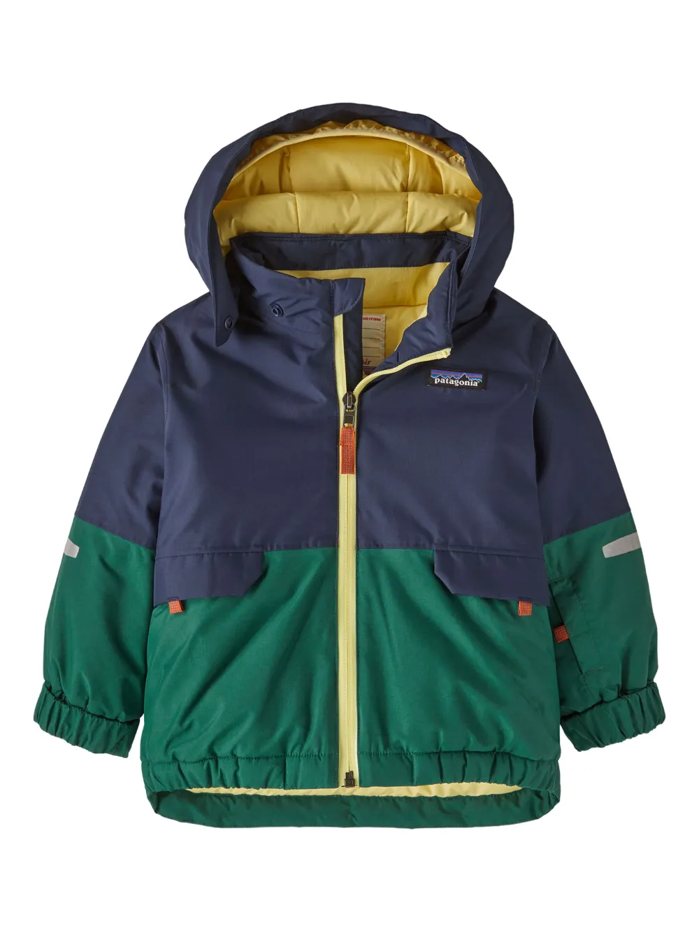 Patagonia Kids logo-patch colour-block jacket Blauw