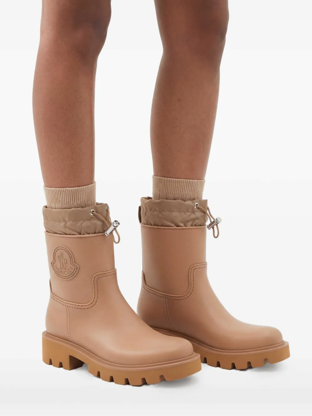 Moncler Kickstream Rain Boots in Brown, view 2