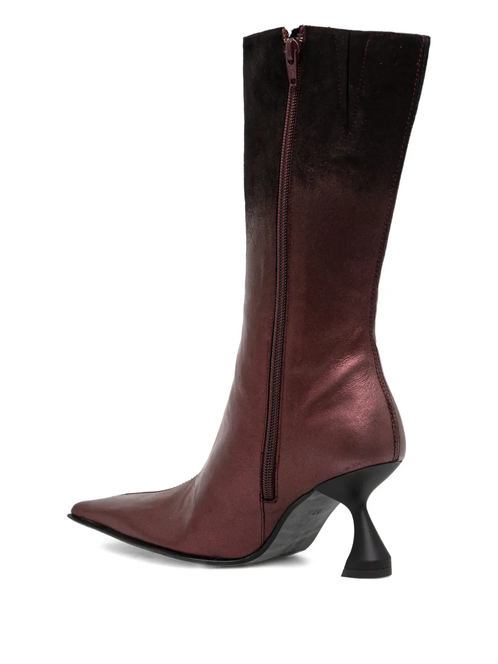 Miista 70mm Pearl leather square-toe boots Red