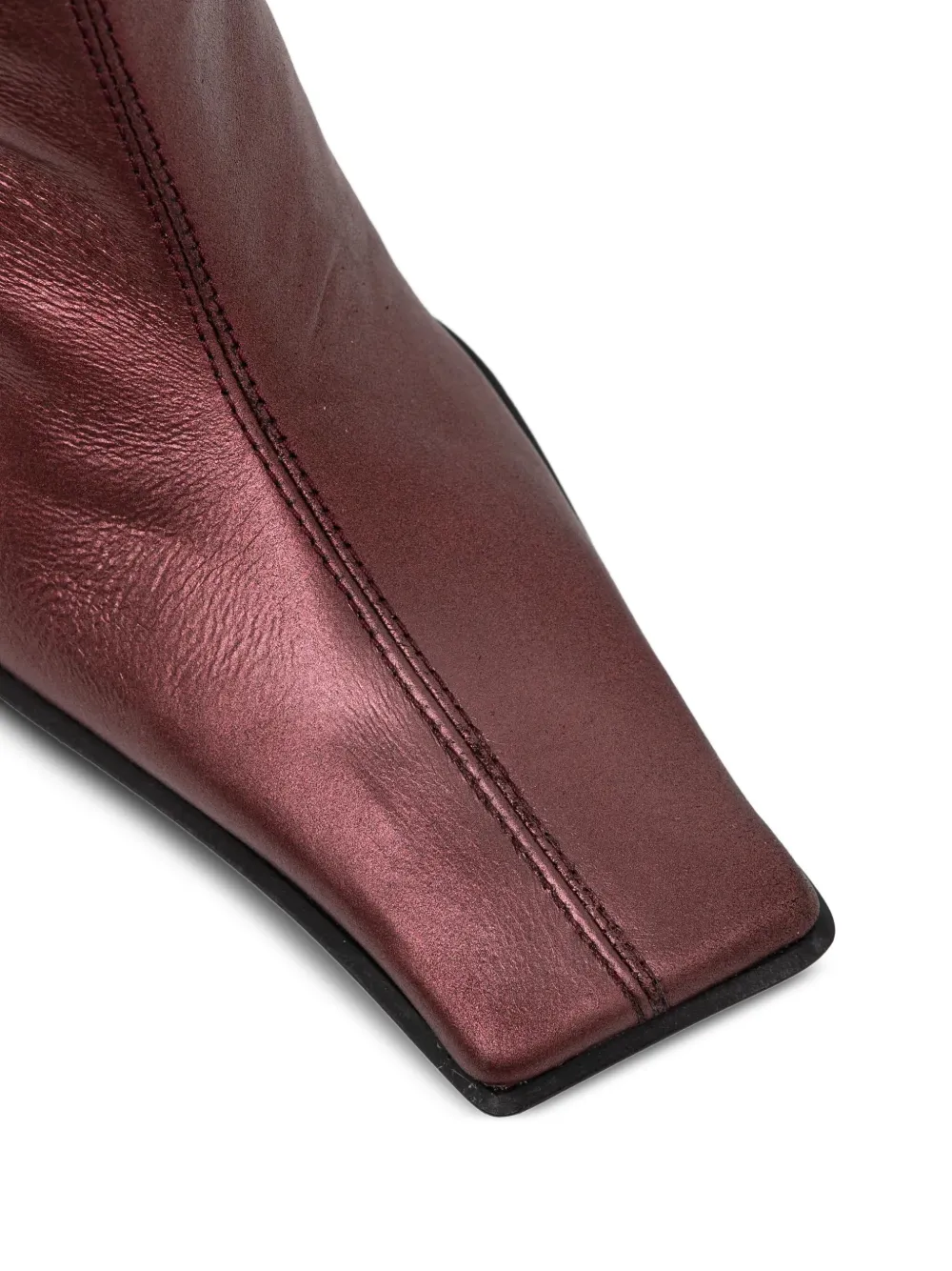 Miista 70mm Pearl leather square-toe boots Red