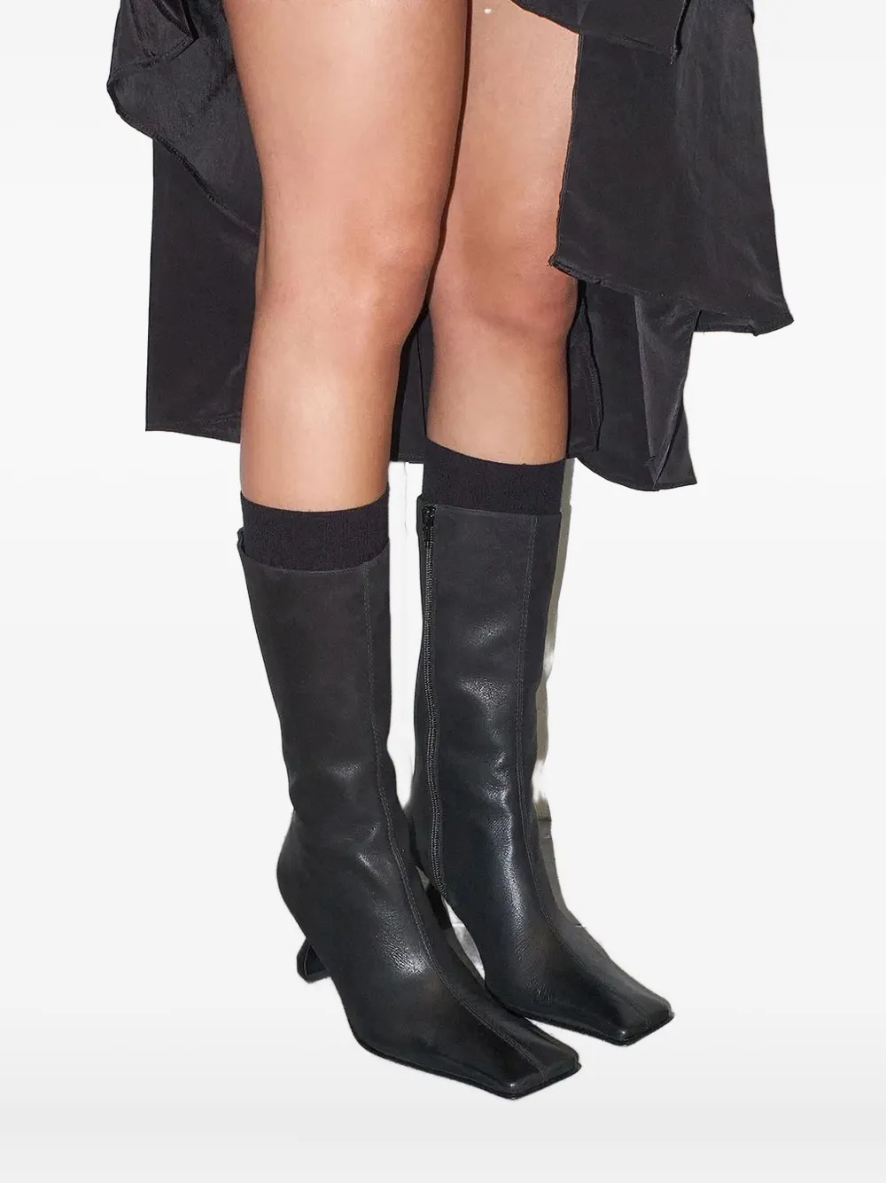 Miista 70mm Pearl Square-toe Sculpted-heel Boots In Black