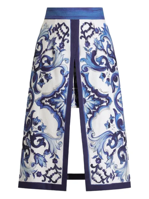 Dolce & Gabbana Majolica-print slit skirt