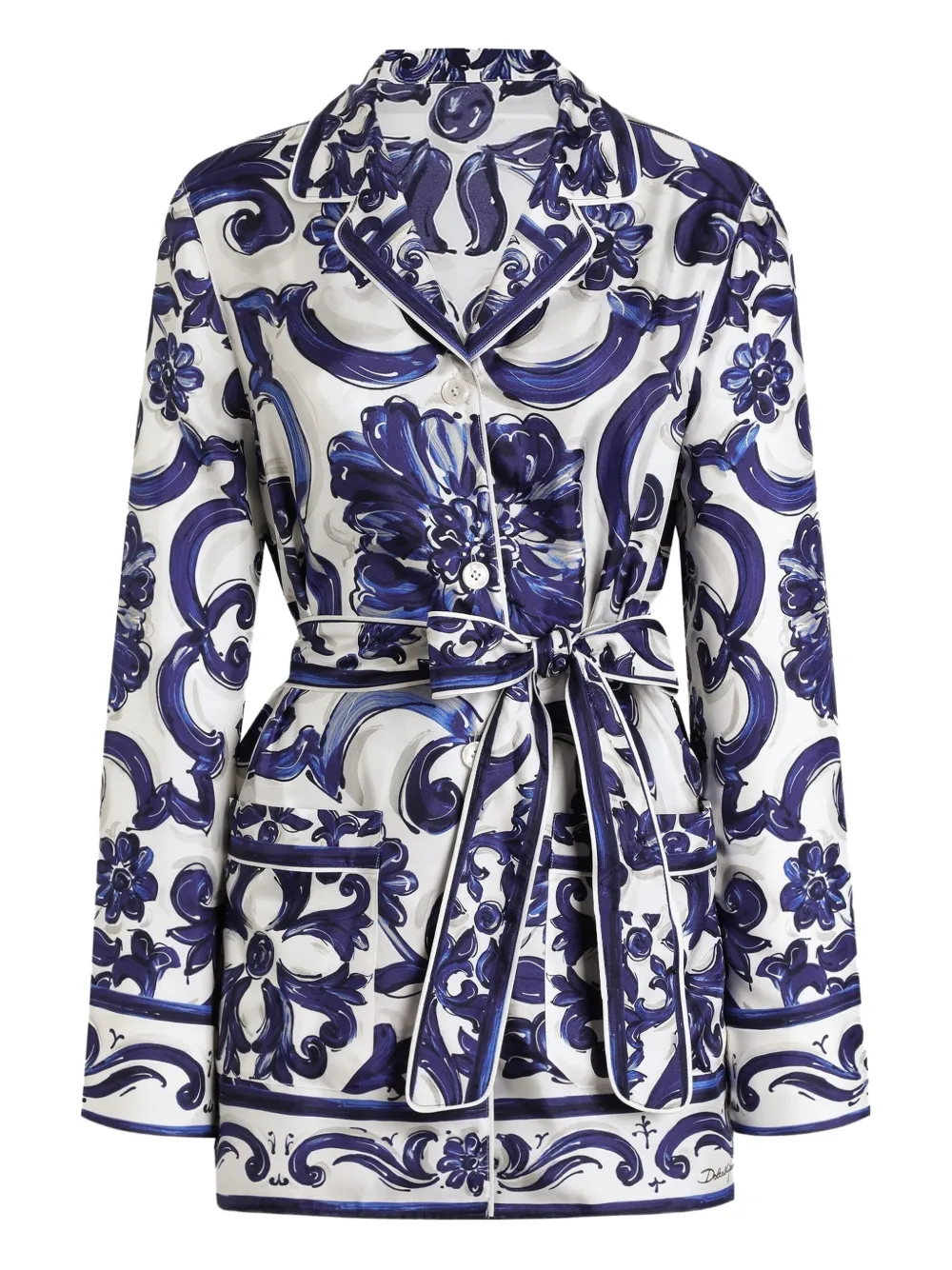Dolce & Gabbana Majolica-print belted top - ブルー Dolce & Gabbana Majolica-print belted top - ブルー