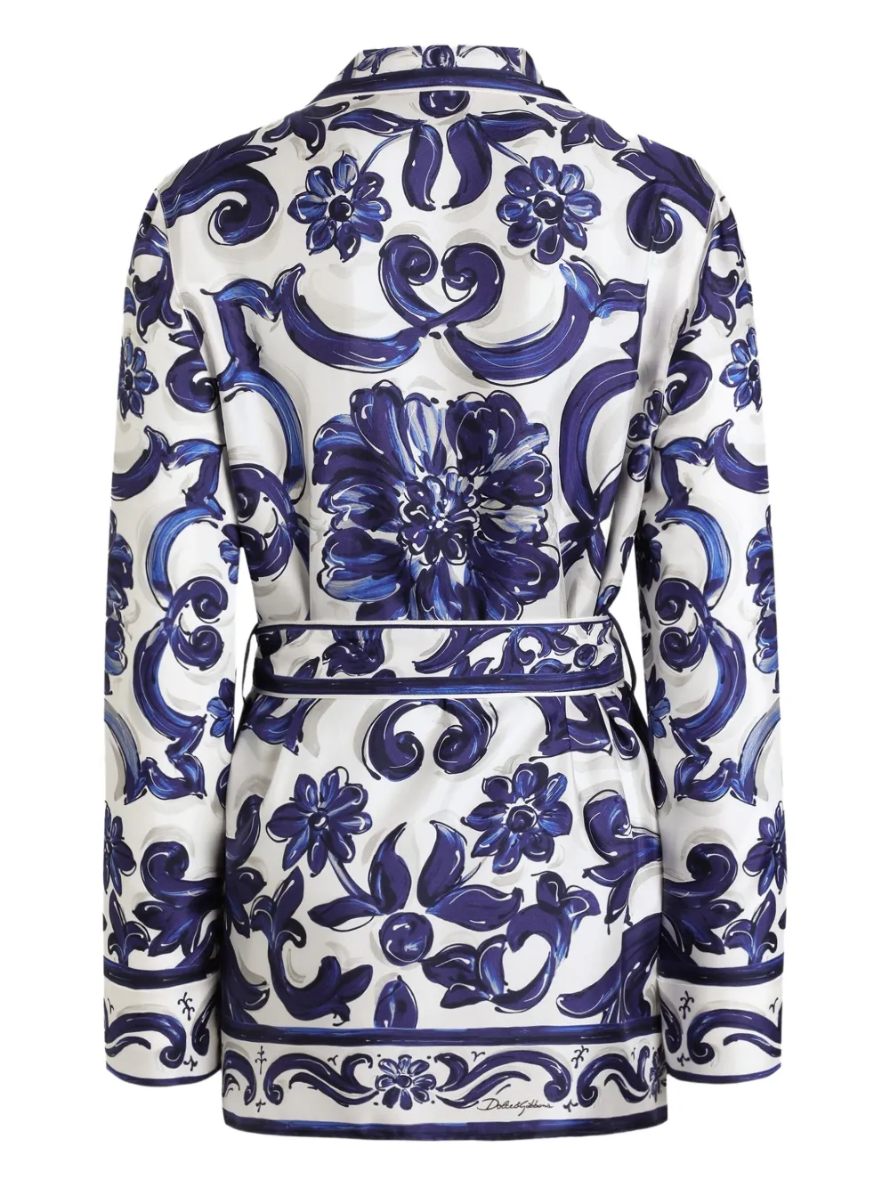 Dolce & Gabbana Majolica-print belted top - Blauw