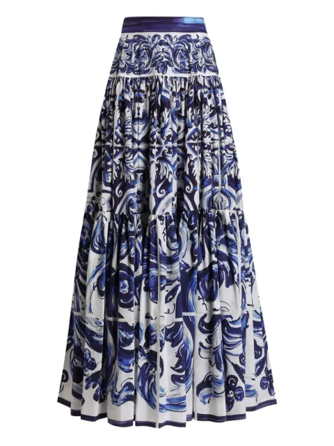 Dolce & Gabbana Majolica-print tiered skirt