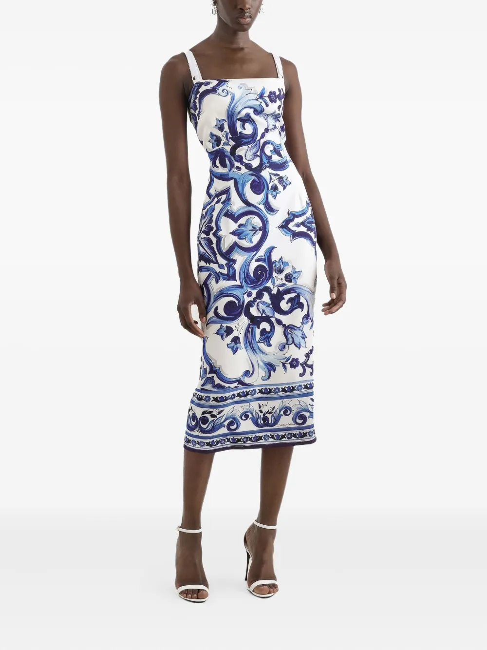 Dolce & Gabbana Majolica-print midi dress - Blauw