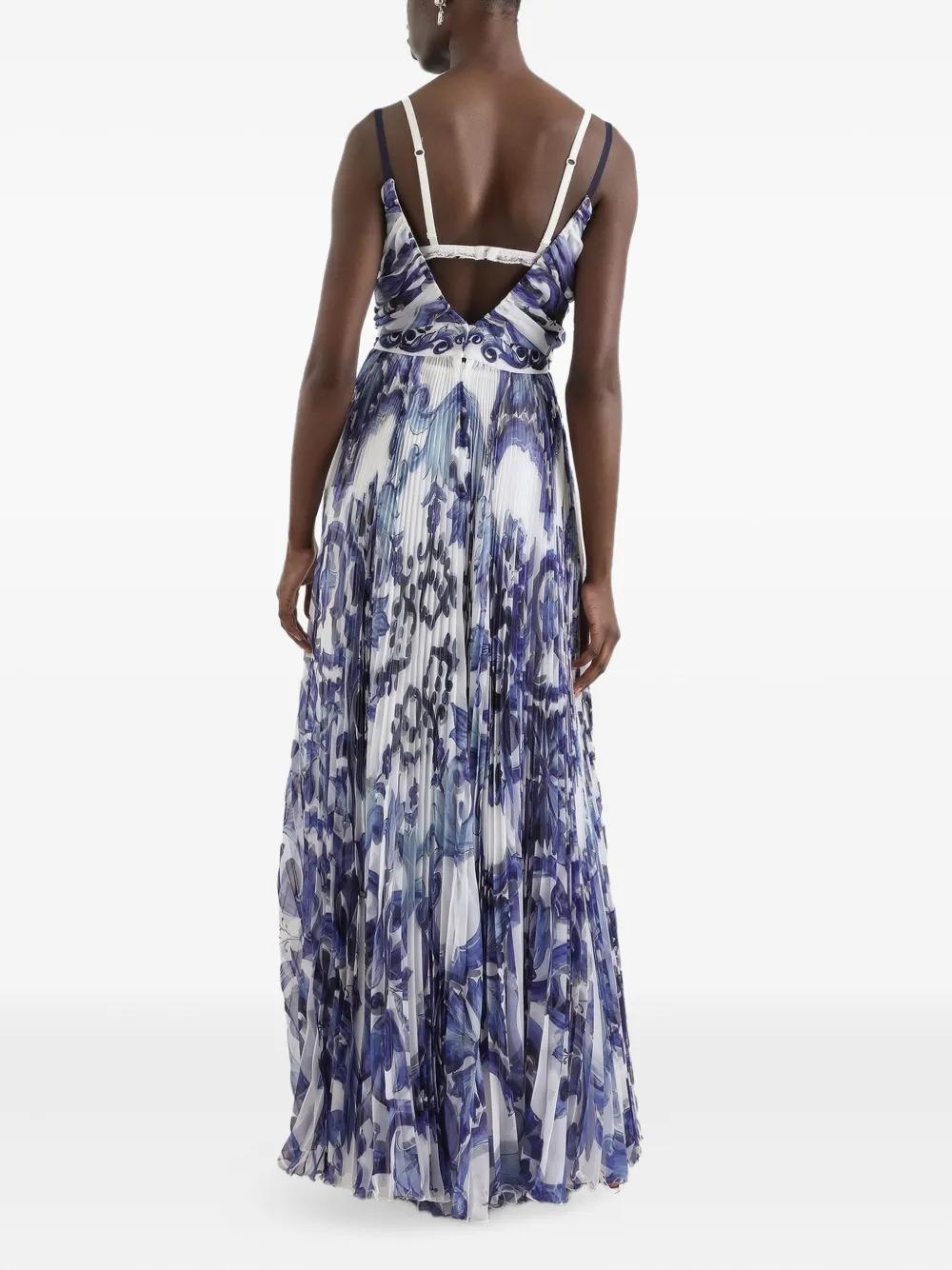 Dolce & Gabbana Geplooide jurk met print Blauw