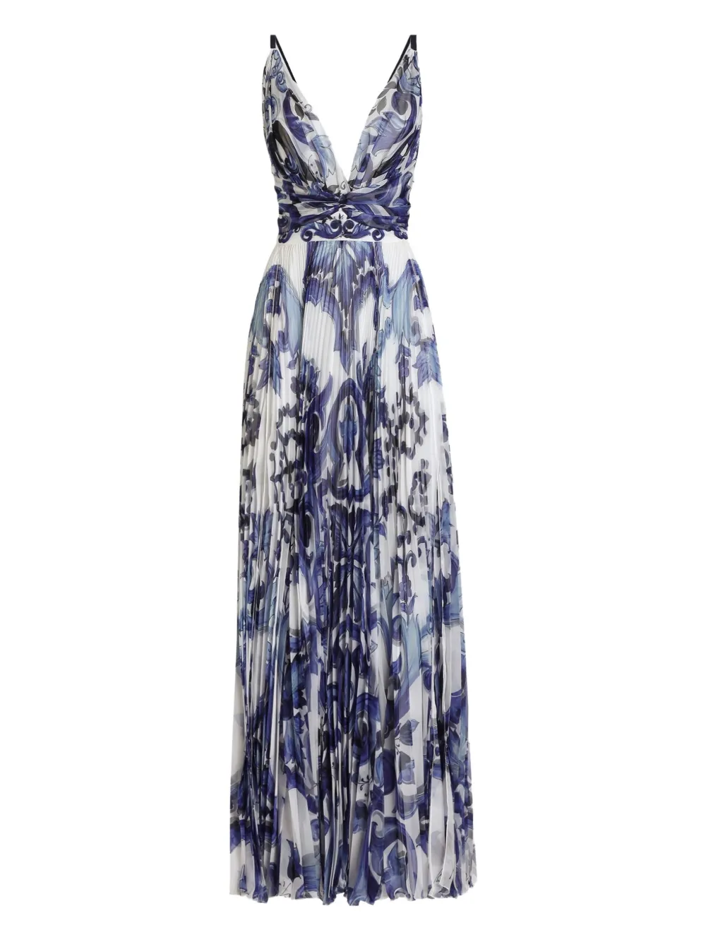 Dolce & Gabbana pleated print dress - ブルー Dolce & Gabbana pleated print dress - ブルー